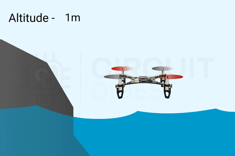 LiteWing drone adjusting altitude in real-time using barometric pressure sensor for altitude hold mode