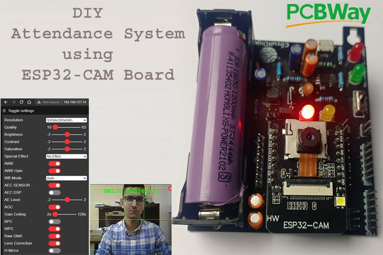 Battery Powered Attendance system using Face Recognition on ESP32-CAM Board
