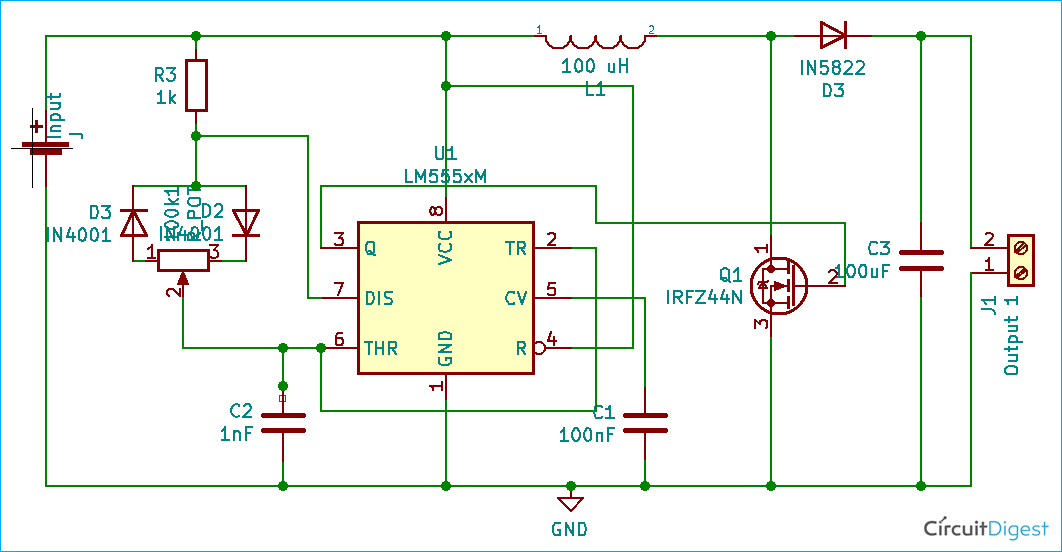 555 Timer Boost Converter Circuit Diagram 555 Timer Boost Converter Circuit Diagram