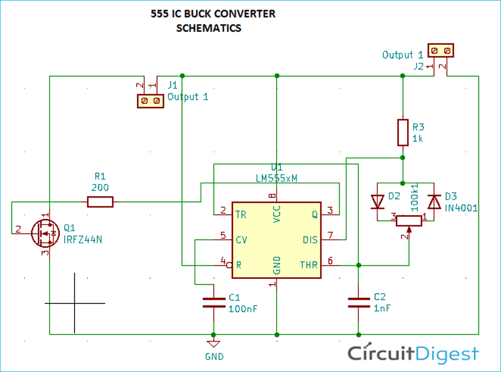 555 Timer Buck Regulator Circuit Diagram 555 Timer Buck Regulator Circuit Diagram