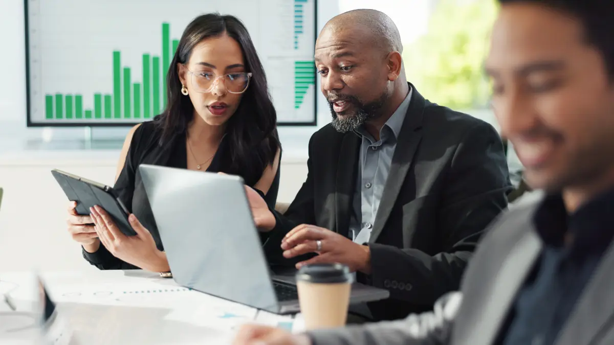 Photo of finance and accounting professionals working on a project.